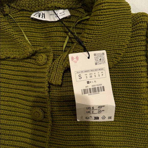 Zara Chunky short sleeve cardigan - green - size small - new - Picture 4 of 4